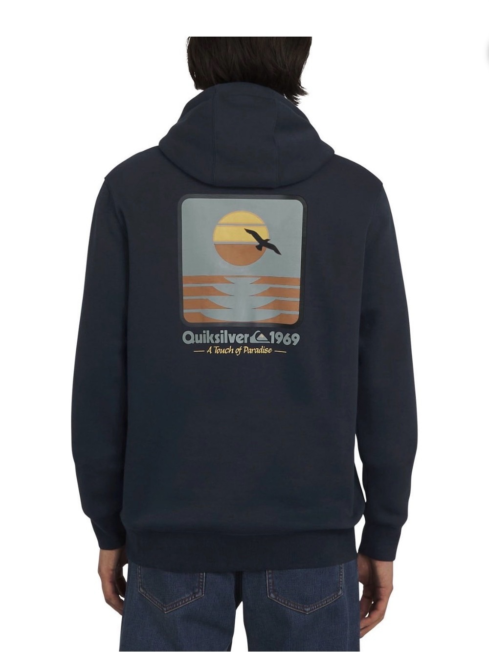 Quiksilver Navy Pullover Hoodie with Touch of Paradise Graphic